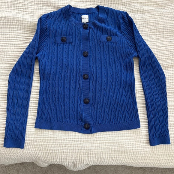 NIC+ZOE Sweaters - NIC+ZOE Textured Snap Cardigan Womens Size Small Blue Button Front‎ Cable Knit